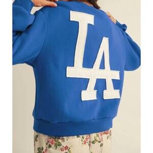 NEW LOVLOV perfect fit la lettering sweatshirt in blue